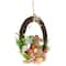 12" Floral Grapevine Spring Easter Wreath with Rabbit